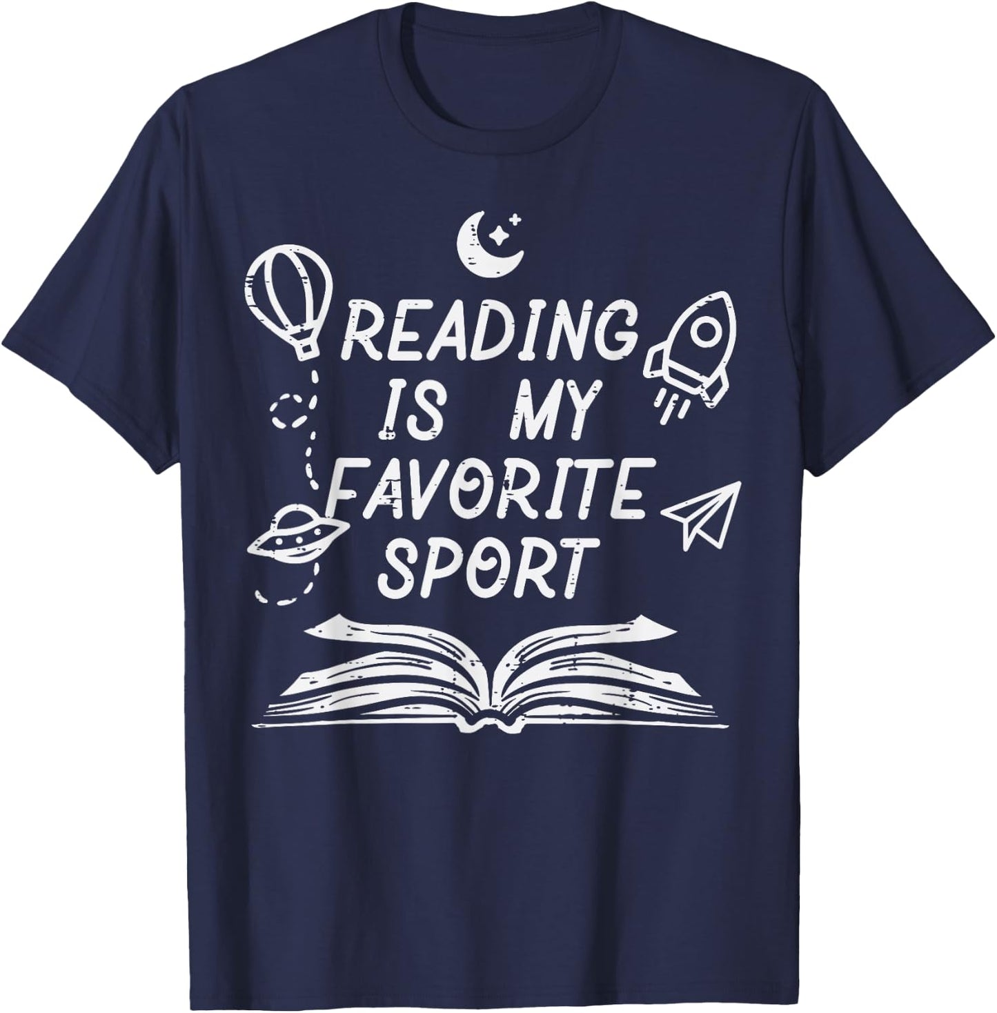 Reading Is My Favorite Sport Book Lover Bookworm Boys Kids T-Shirt - T-Shirt | Navy