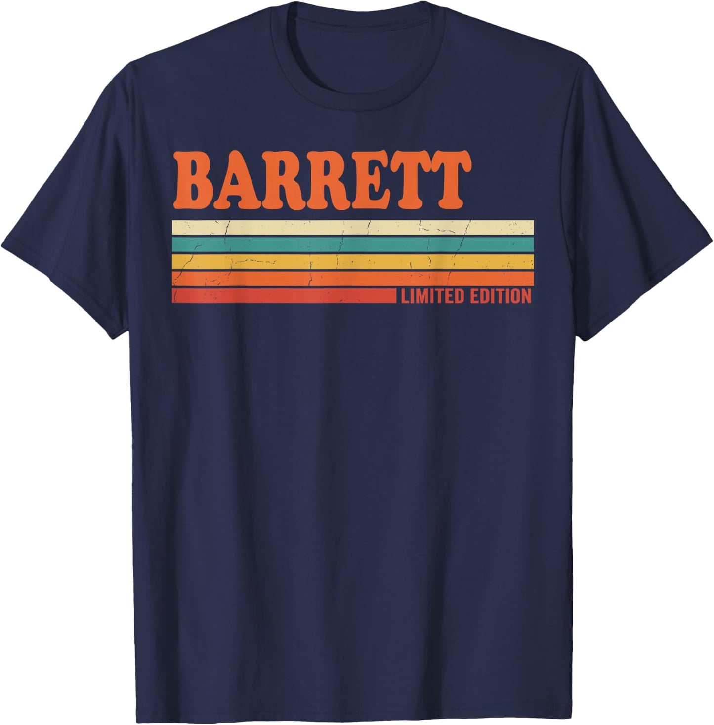 Barrett Retro Personalized First Name Vintage Stripes T-Shirt - T-Shirt | Navy