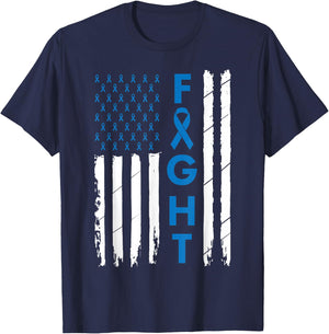 Colorectal Cancer Colon Cancer Blue Ribbon T-Shirt - T-Shirt | Navy
