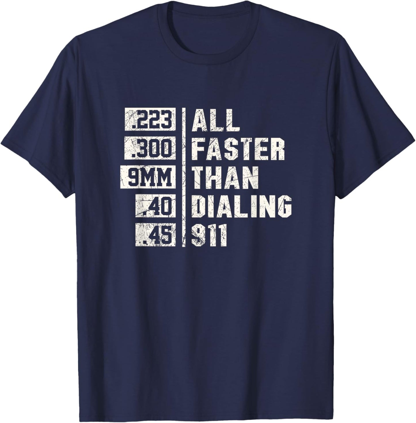 Funny 2nd Amendment 9mm all faster than calling 911 T-Shirt - T-Shirt | Navy
