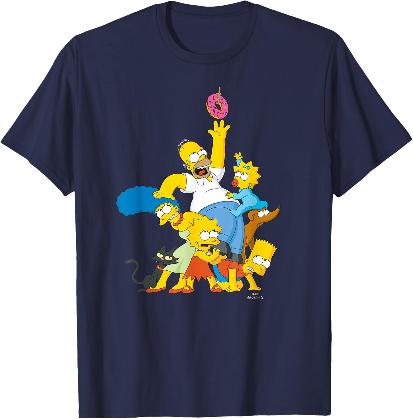 The Simpsons Family Donut Reach Small T-Shirt - T-Shirt | Navy