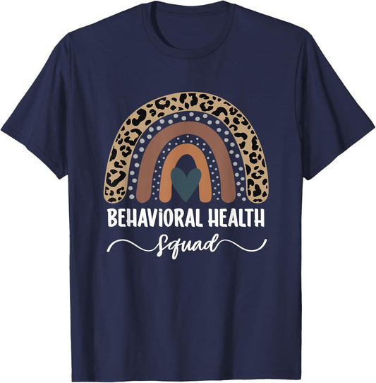 Behavioral Health Squad, Rainbow Behavioral Health Nurse T-Shirt - T-Shirt | Navy