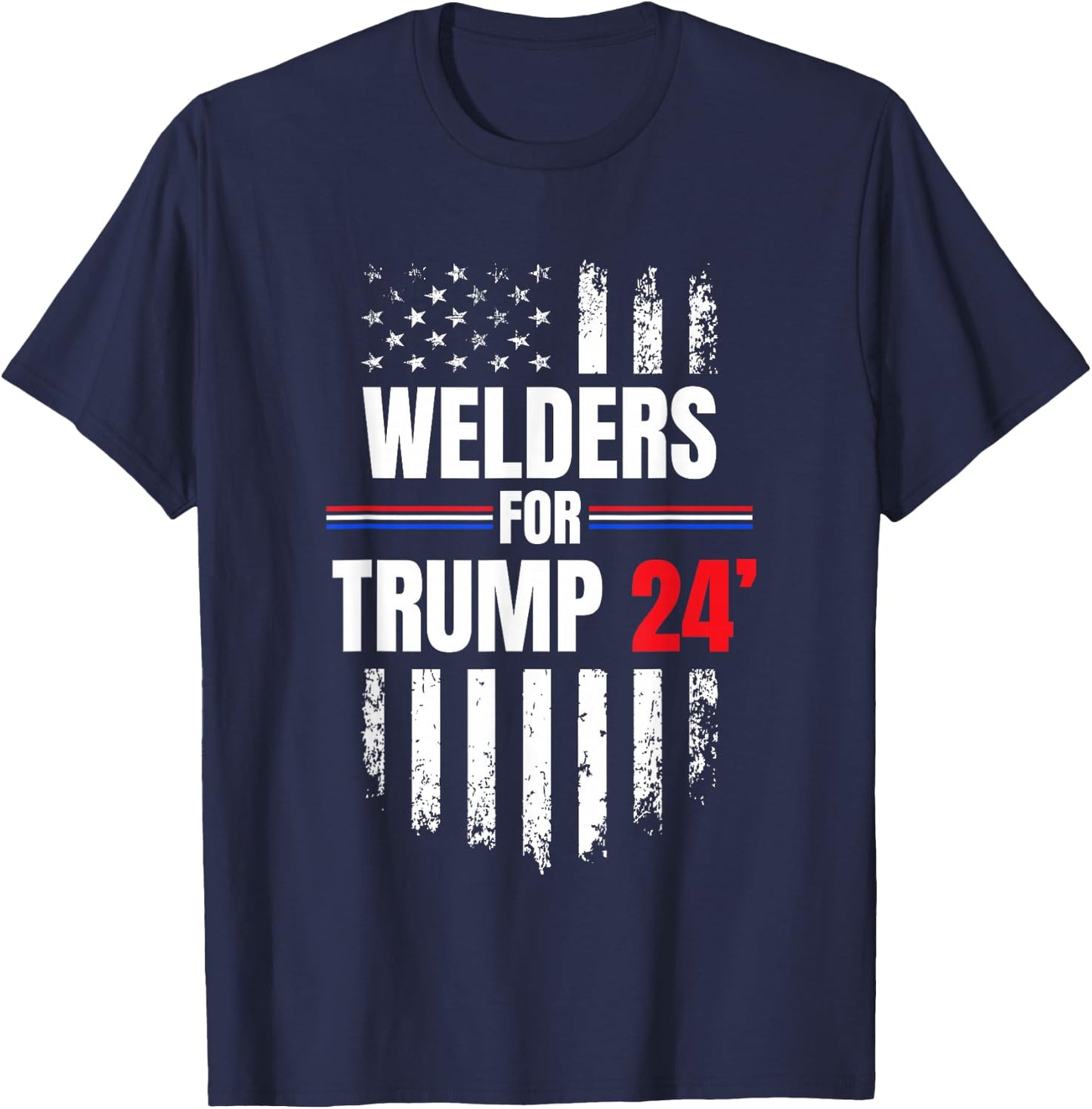 Welders For Trump 2024 American Flag T-Shirt - T-Shirt | Navy