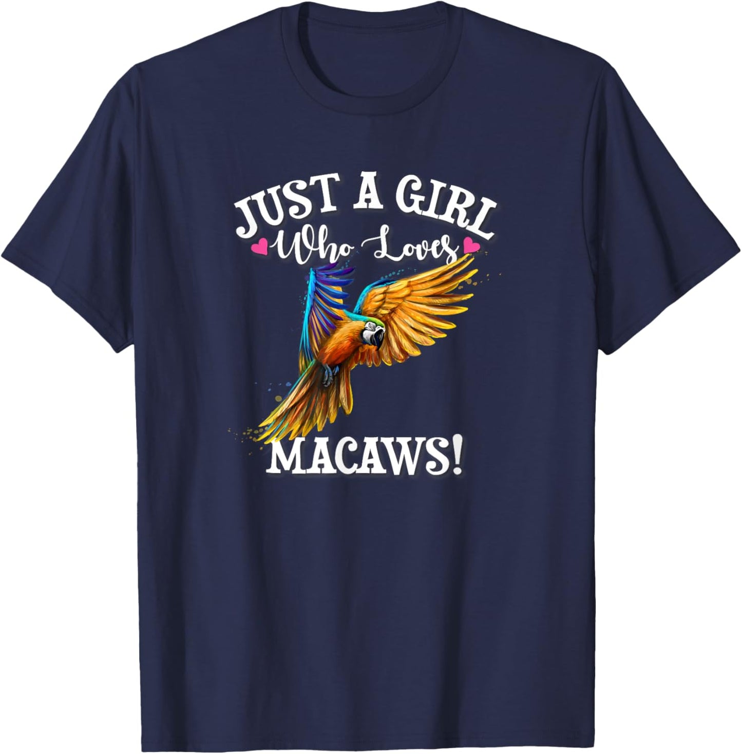 Tropical Rainforest Parrot Lover Girl Who Loves Blue Macaws T-Shirt - T-Shirt | Navy