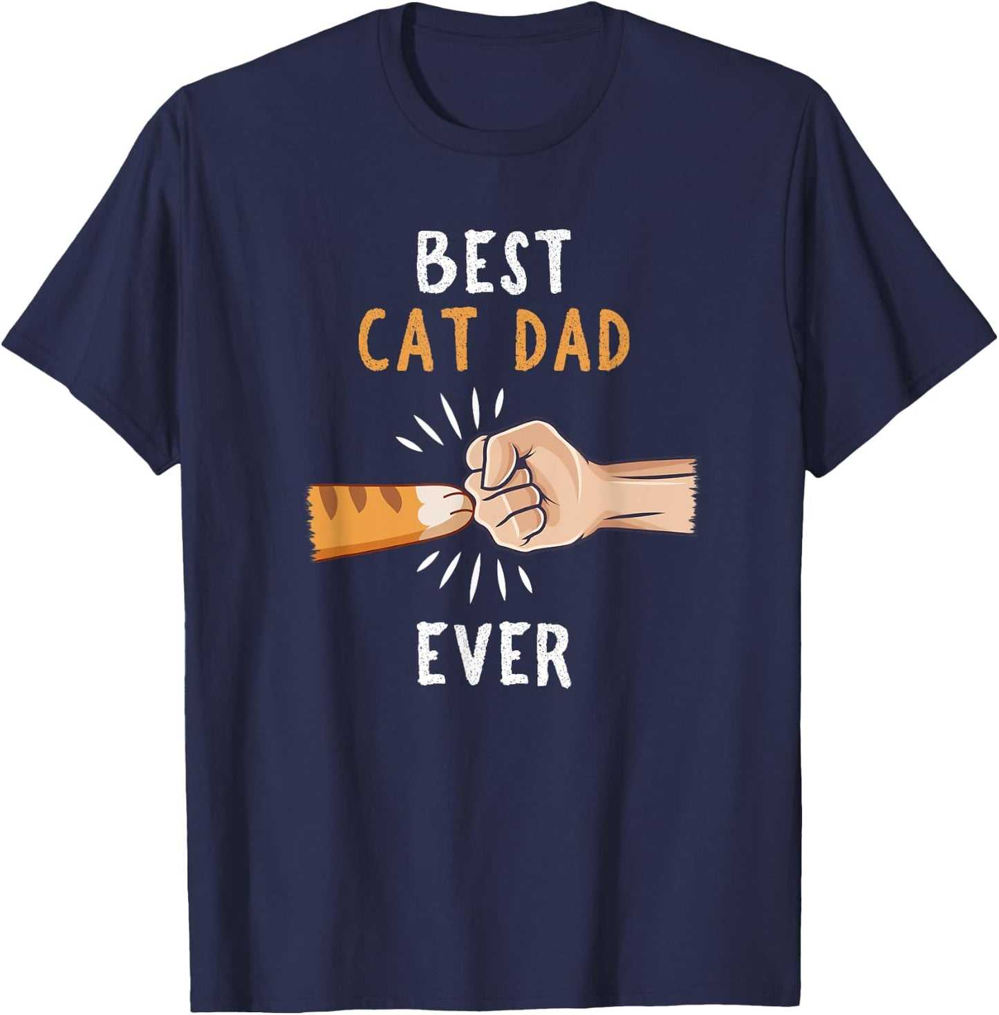 Best Cat Dad Ever Paw Fist Bump T-Shirt - T-Shirt | Navy