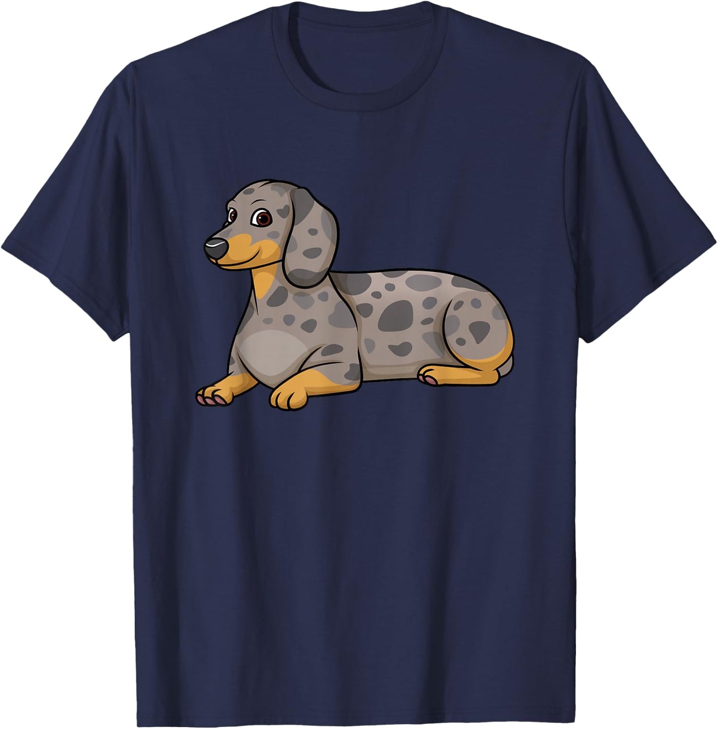 Dapple Dachshund Dog Lying Down T-Shirt - T-Shirt | Navy