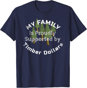 Timber Dollars Logger Logging T Shirt Patriotic American T-Shirt - T-Shirt | Navy