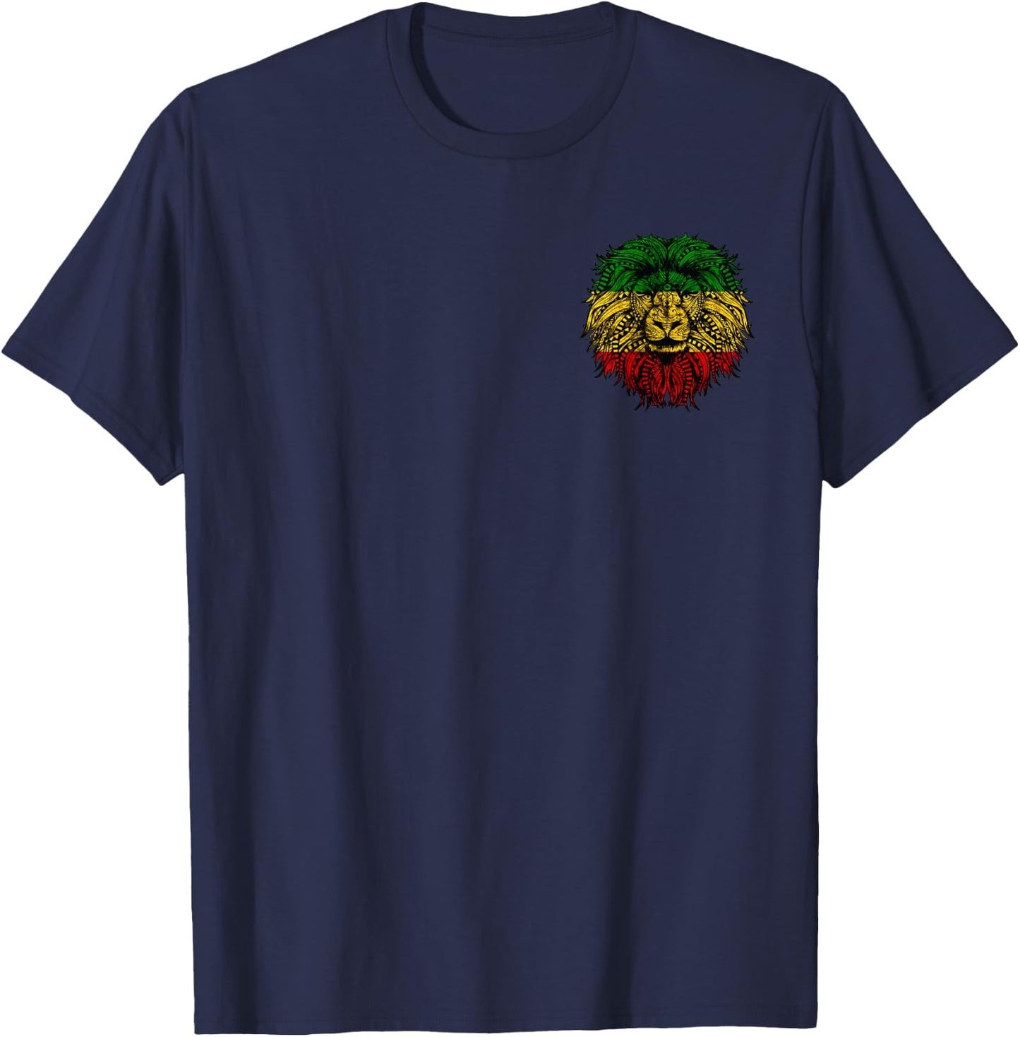 Rasta Reggae Rastafari Lion Jamaican Pride Hippie Lover T-Shirt - T-Shirt | Navy
