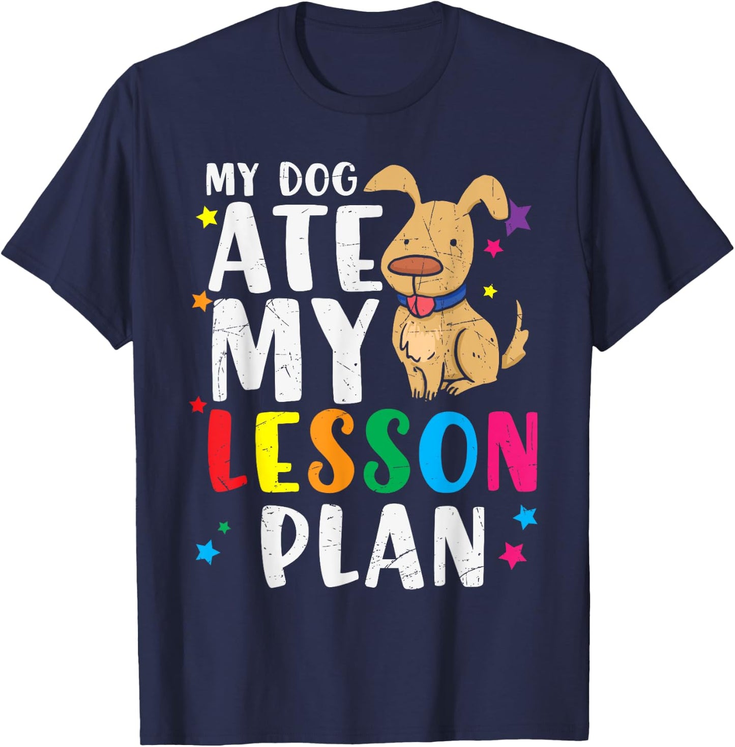 Vintage My Dog Ate My Lesson Plan Gift Retro Men Women Kids T-Shirt - T-Shirt | Navy