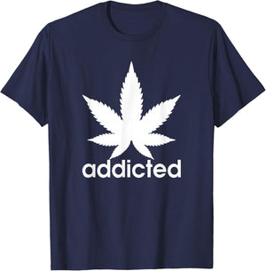 Weed Marijuana Addicted 420 Day Weed Leaf Vintage Retro T-Shirt - T-Shirt | Navy
