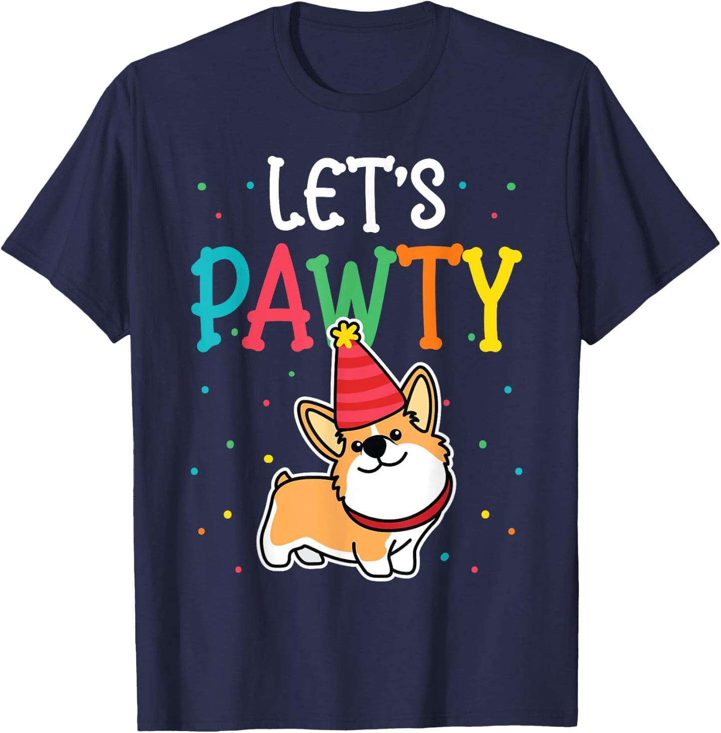 Corgi Birthday Pawty For Dog Themed Kids Party T-Shirt - T-Shirt | Navy