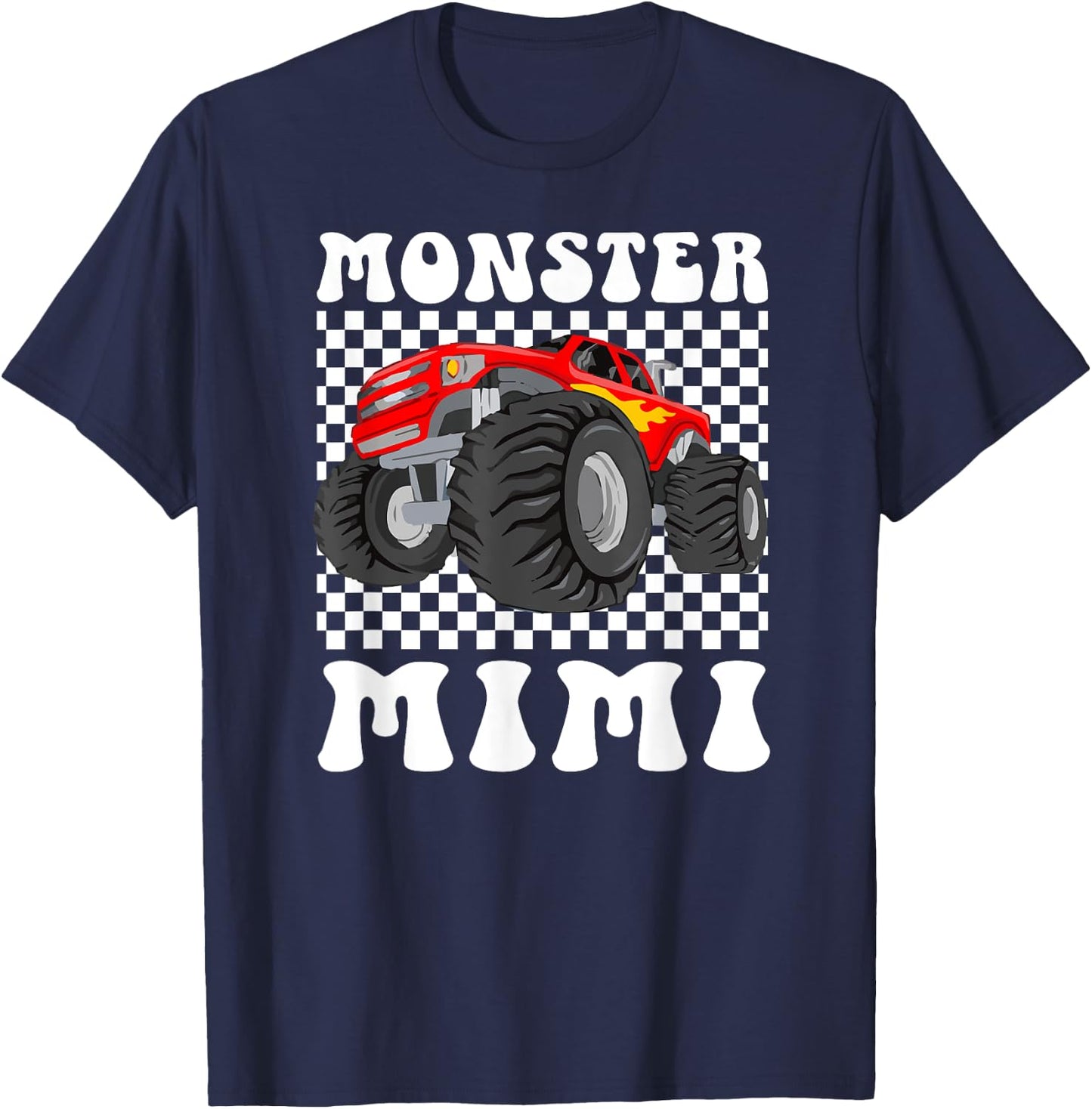 Monster Mimi Groovy Monster Truck Mimi Grandma T-Shirt - T-Shirt | Navy