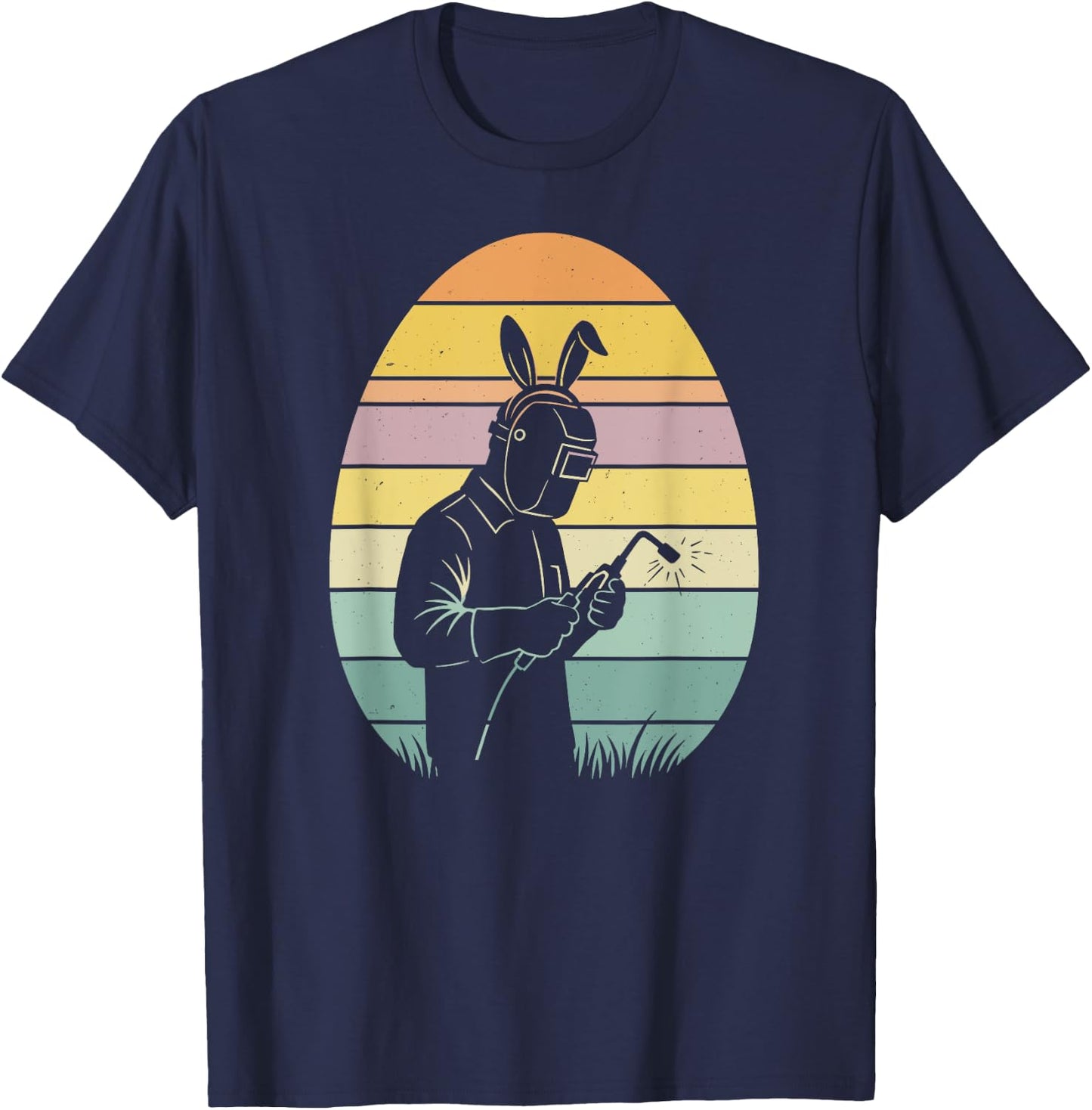 Retro Welding Easter Egg Easter Day Welder Kids T-Shirt - T-Shirt | Navy