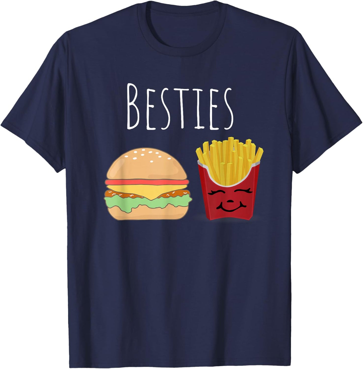 Cheeseburger and Fries Best Friends Besties Fun T-Shirt - T-Shirt | Navy