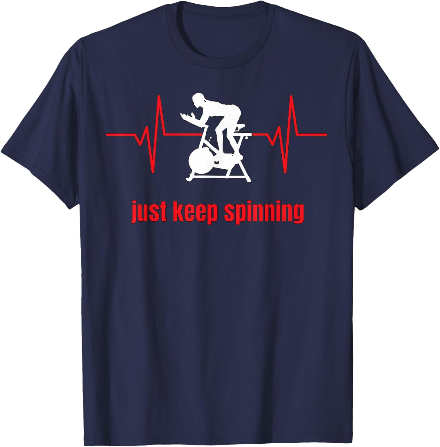 Just Keep Spinning Ekg Woman's Spin Cycle Workout T-Shirt - T-Shirt | Navy