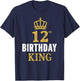 Happy 12th Birthday King 12 Years Old Party Ideas For Boys T-Shirt - T-Shirt | Navy