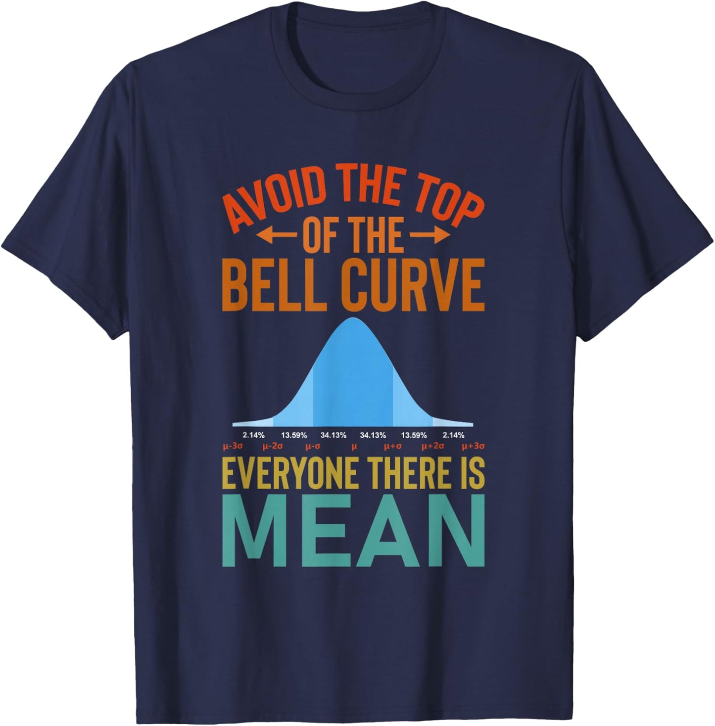 Avoid The Top Of The Bell Curve - Data Scientist Statistics T-Shirt - T-Shirt | Navy