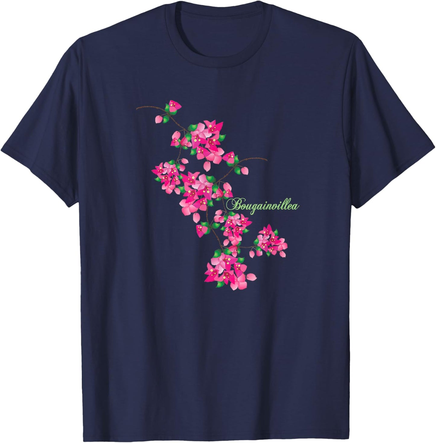 Spring, Summer, Flowers, Bougainvillea, Bright Blossoms Women Girls Kids T-Shirt - T-Shirt | Navy