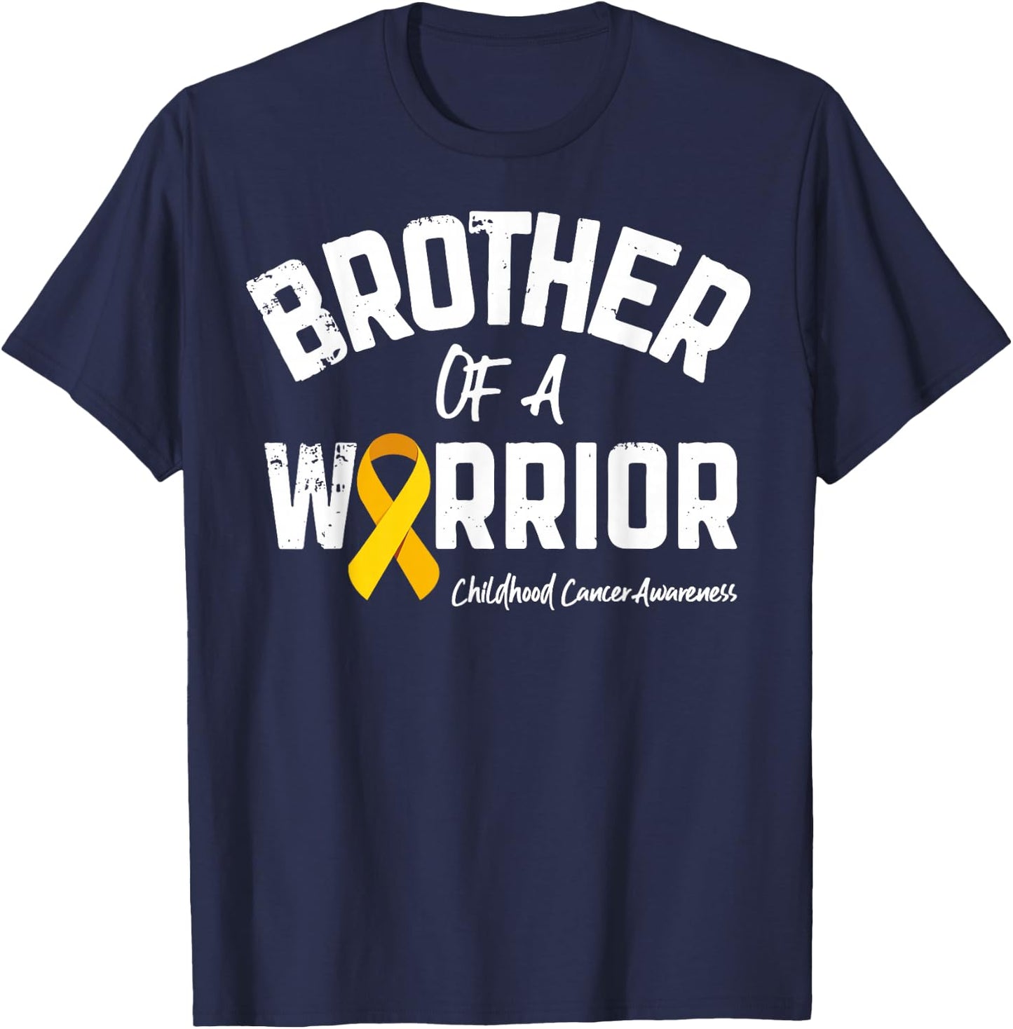 Brother Of A Warrior Childhood Cancer Awareness Boys Men T-Shirt - T-Shirt | Navy