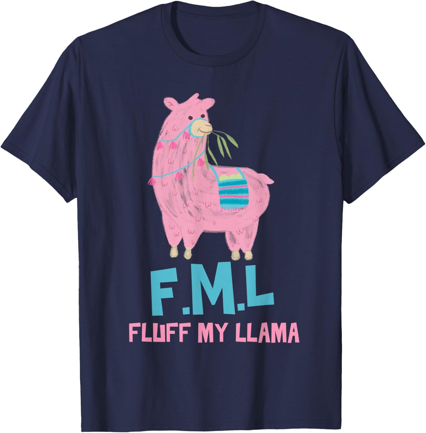 FML Fluff My Llama Cute Animal T-Shirt - T-Shirt | Navy