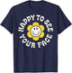 Happy to See Your Face Teacher Smile Daisy Back to School T-Shirt - T-Shirt | Navy