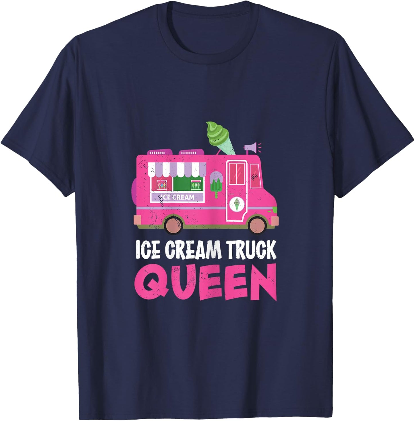 Ice Cream Truck Queen Frozen Dessert Ice Cream Truck Driver Women Girls Kids T-Shirt - T-Shirt | Navy
