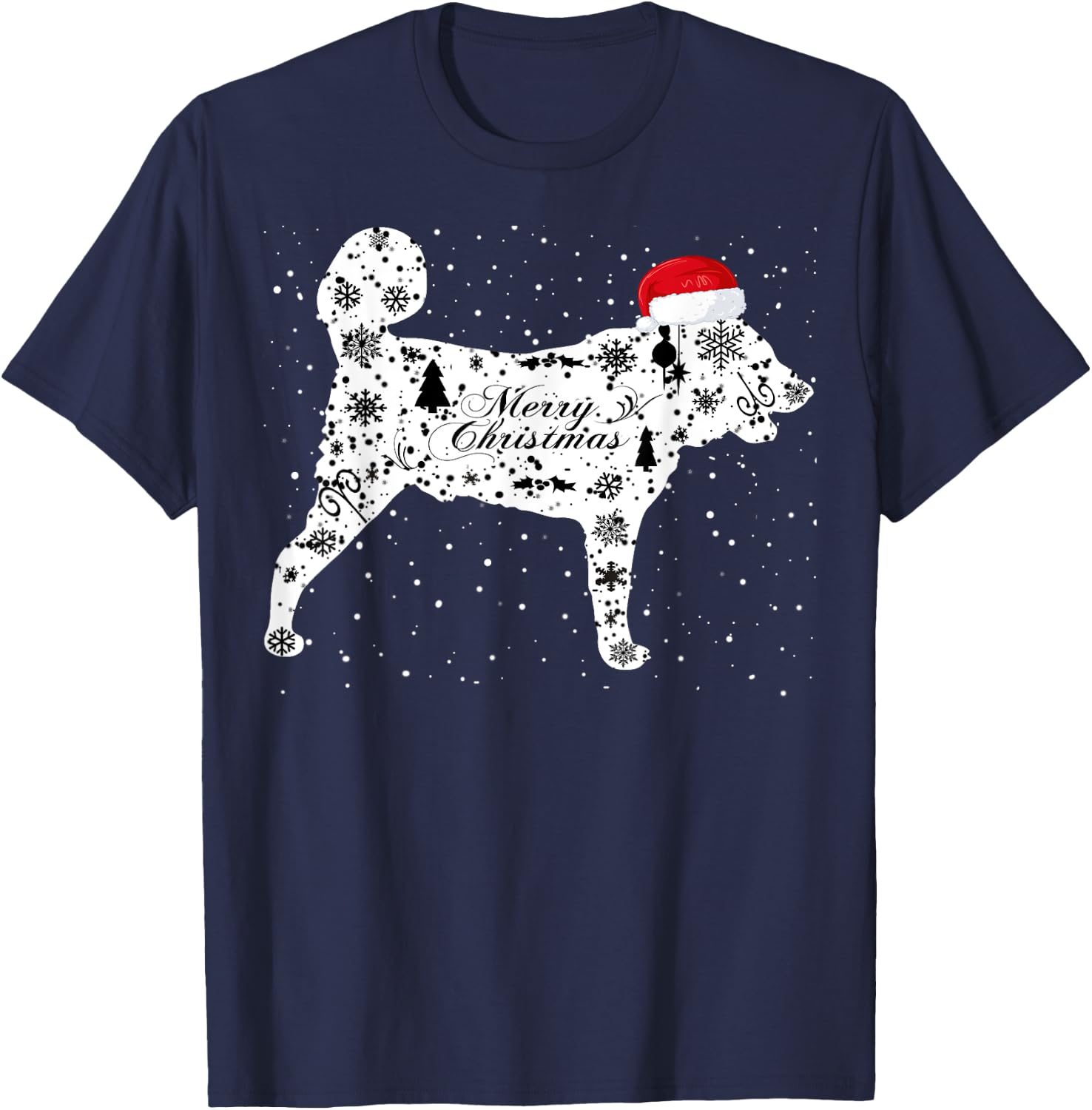 Merry Xmas Armenian Gampr Dog Dog Christmas T-Shirt - T-Shirt | Navy