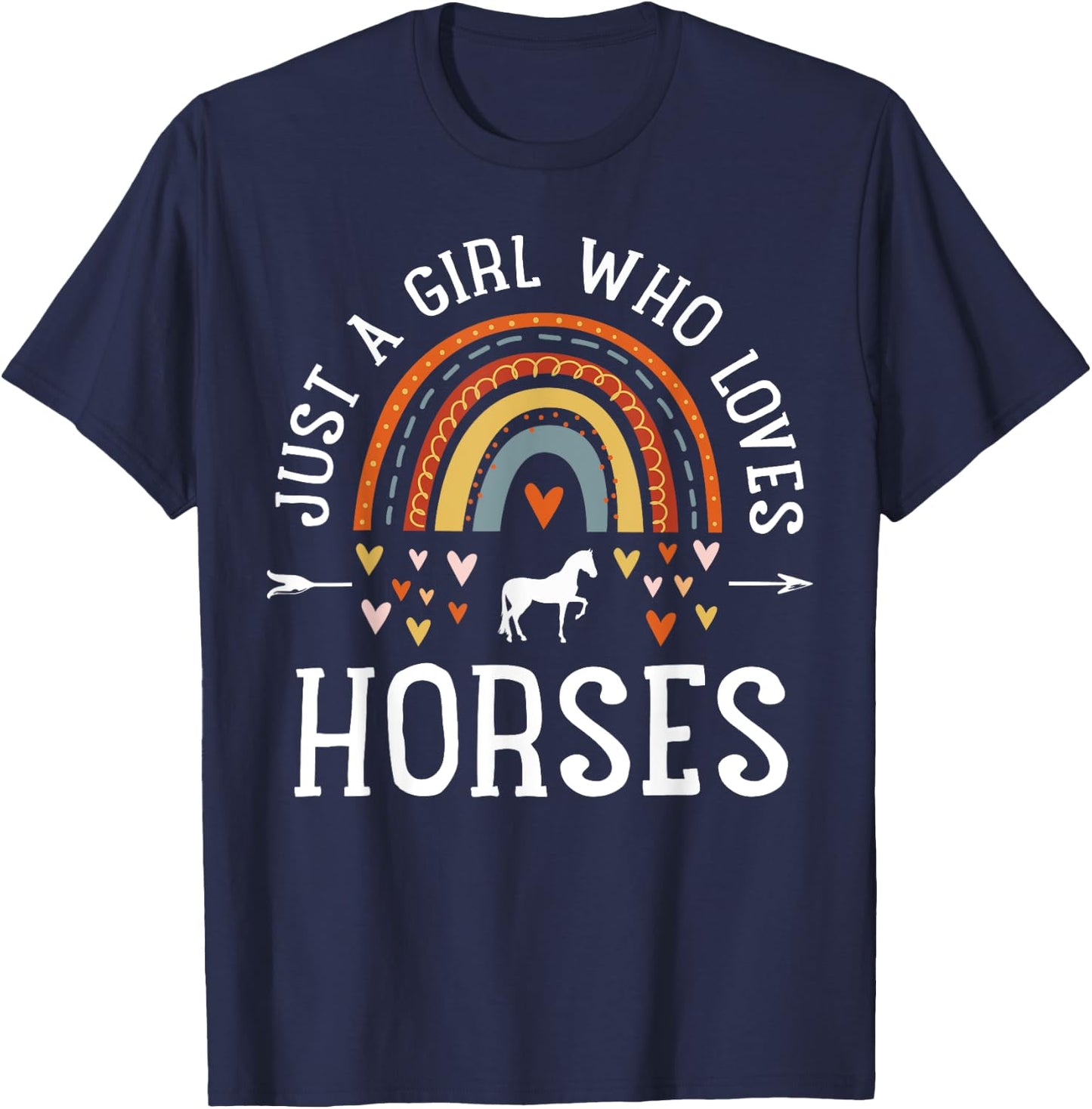 Just A Girl Who Loves Horses Rainbow Gifts For Horse Lover T-Shirt - T-Shirt | Navy