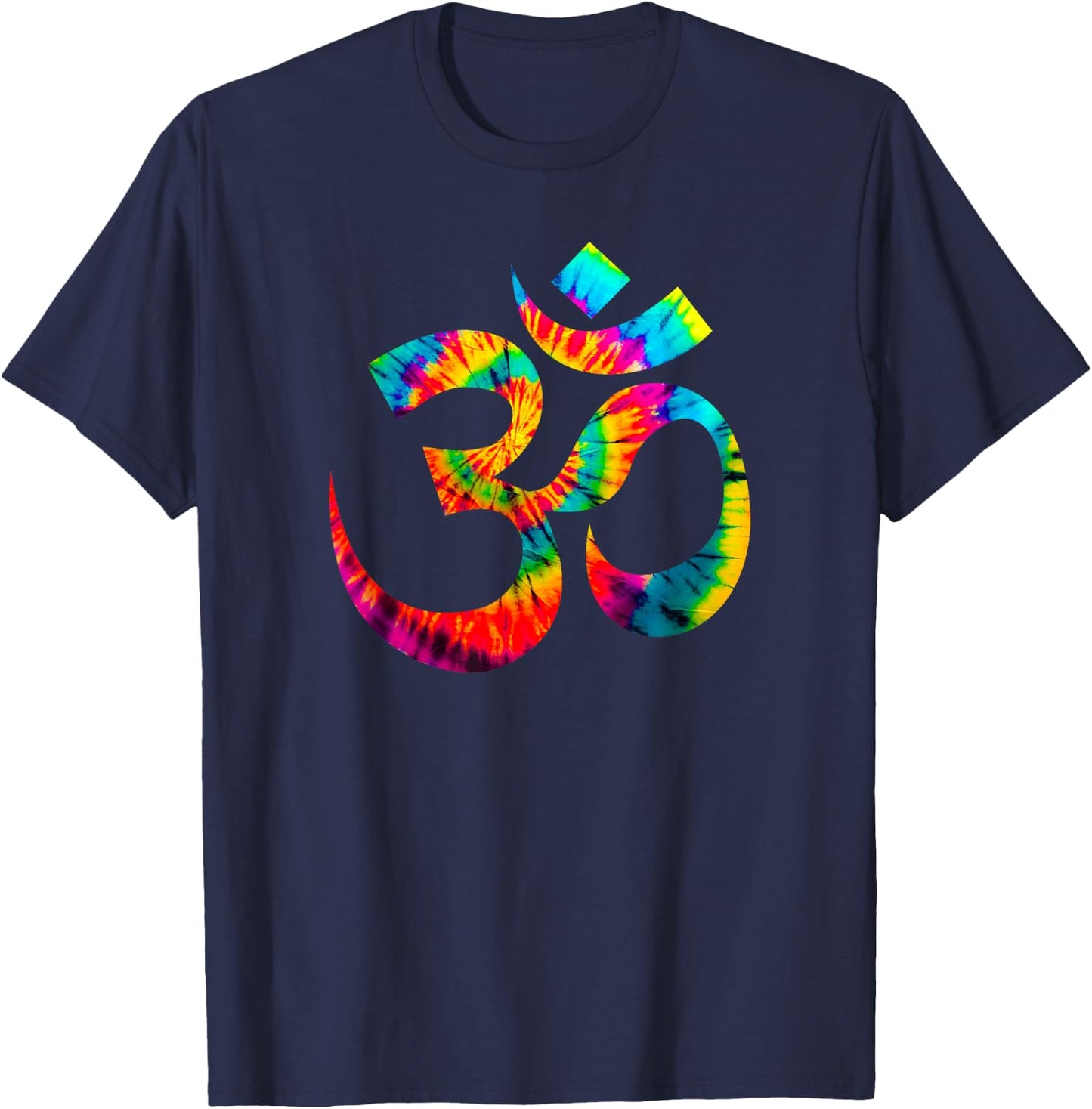 Om Yoga Aum Ohm Hindu Spiritual Meditation Tie Dye T-Shirt - T-Shirt | Navy