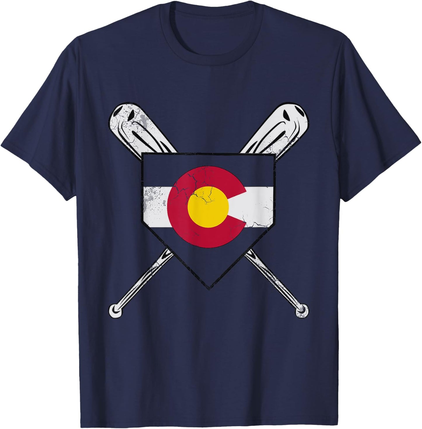 Colorado Flag Baseball Home Team Player Coach Mom Dad T-Shirt - T-Shirt | Navy