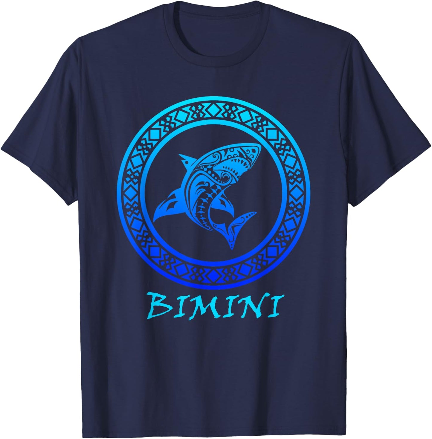 Bimini Bahamas Vintage Retro Tribal Shark Vacation T-Shirt - T-Shirt | Navy