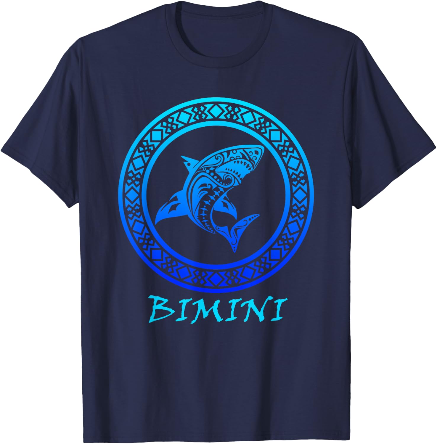 Bimini Bahamas Vintage Retro Tribal Shark Vacation T-Shirt - T-Shirt | Navy