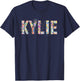 First Name KYLIE Flowery Girl Custom Flowers Birthday T-Shirt - T-Shirt | Navy