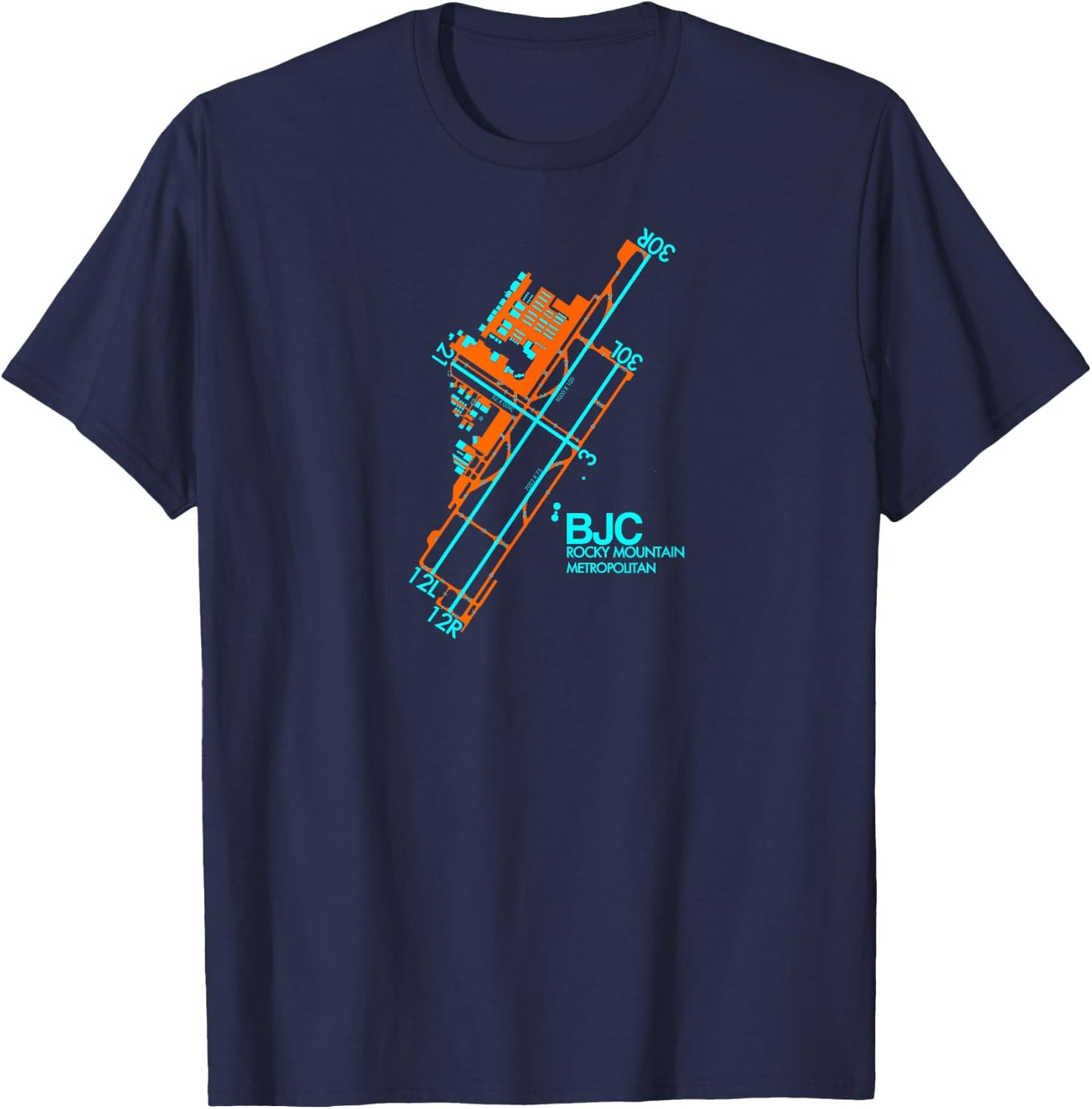 KBJC BJC Airport Diagram Denver Pilot Aviation T-Shirt - T-Shirt | Navy