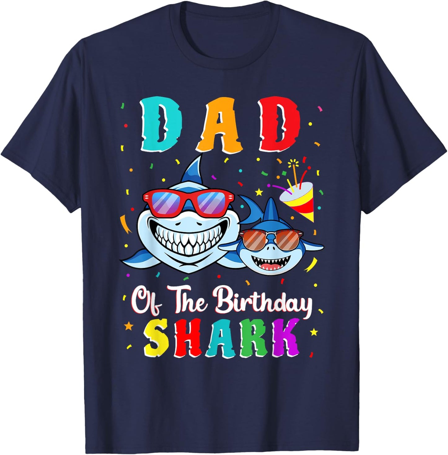 Dad Of The Shark Birthday Family Matching Birthday Son T-Shirt - T-Shirt | Navy