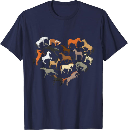 horse lover horses heart Horse Rider farm kids boy men women T-Shirt - T-Shirt | Navy