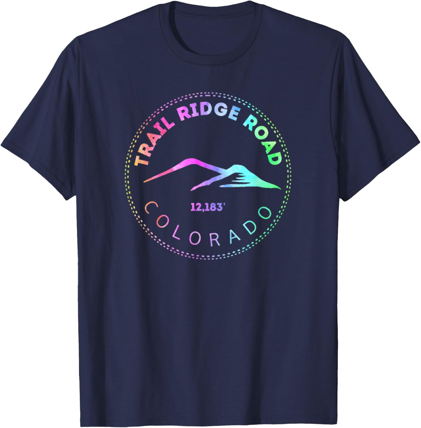 Trail Ridge Road Tie Dye - Elevated Colorado Scenic Byway T-Shirt - T-Shirt | Navy