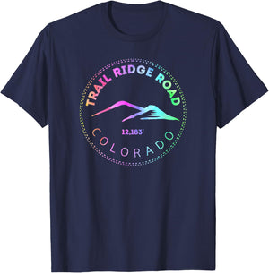 Trail Ridge Road Tie Dye - Elevated Colorado Scenic Byway T-Shirt - T-Shirt | Navy