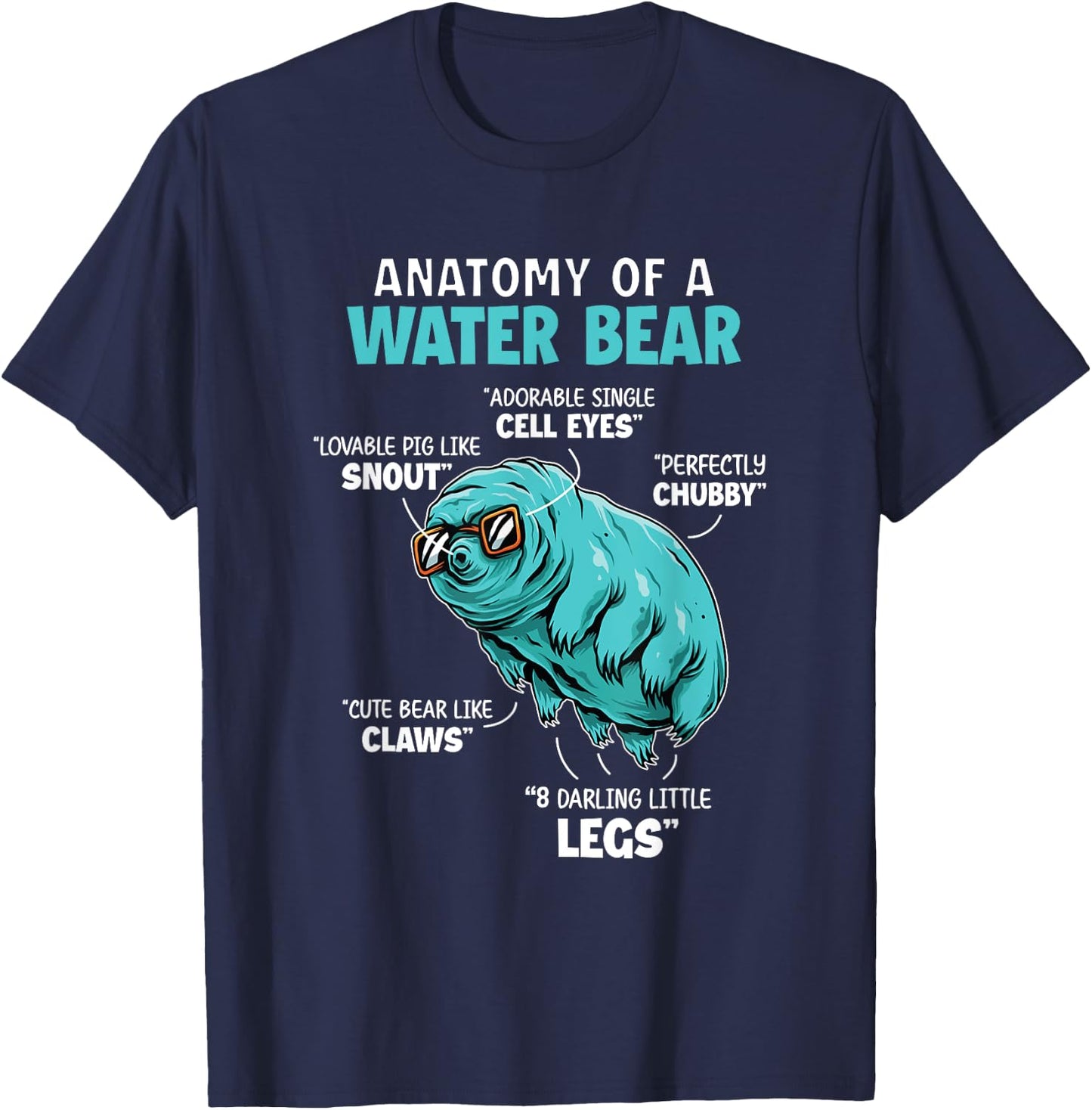 Tardigrade Anatomy Water Bear Funny Science Microbiology Art T-Shirt - T-Shirt | Navy