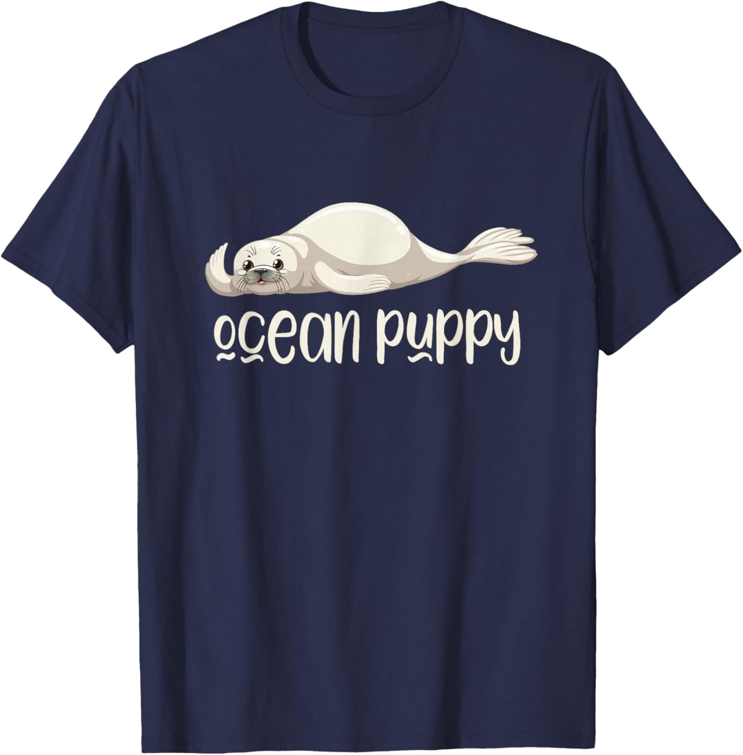 Ocean Puppy Seal Kids Gift Cute Sea Lion T-Shirt - T-Shirt | Navy