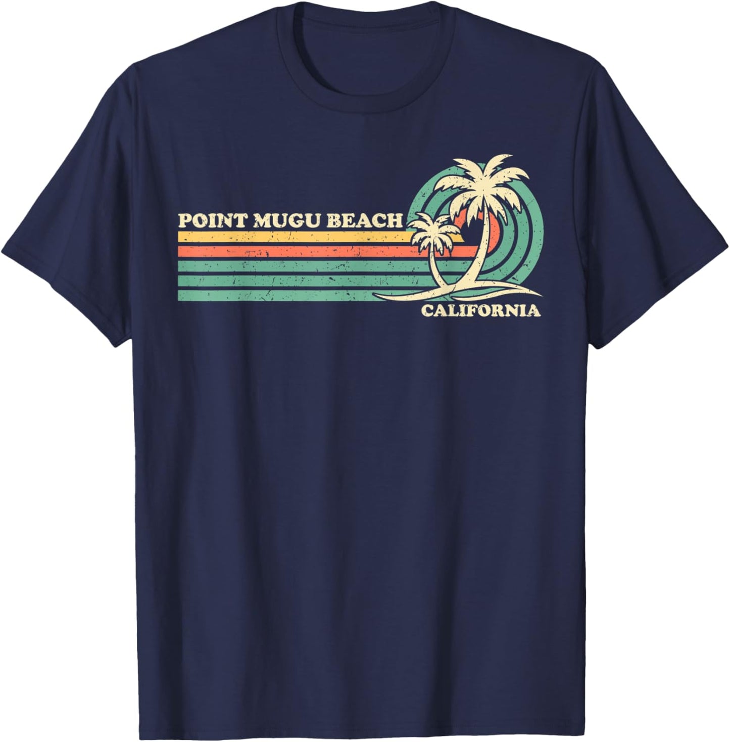 Vintage Retro Summer Vacation California Point Mugu Beach Men Women Kids T-Shirt - T-Shirt | Navy