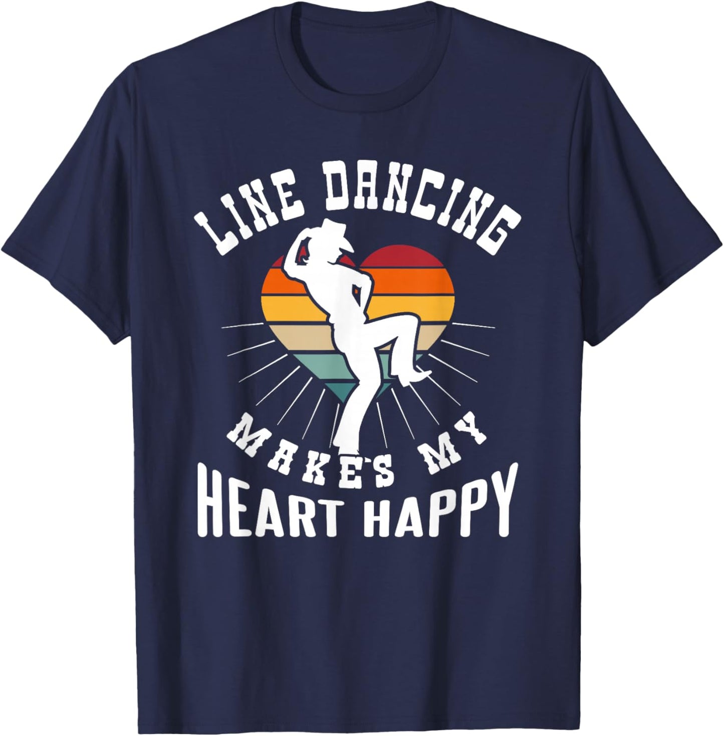 Line Dancing Makes My Heart Happy T-Shirt - T-Shirt | Navy