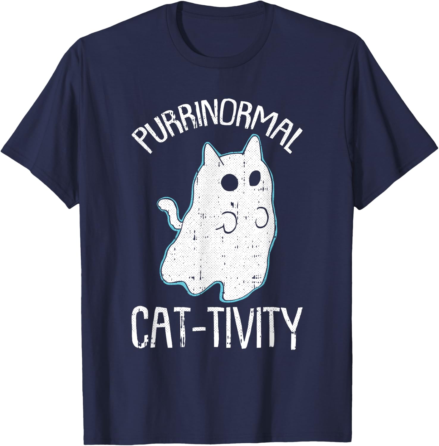 Purranormal Cat-ivity Lazy Halloween Costume Funny Kitty Pun T-Shirt - T-Shirt | Navy
