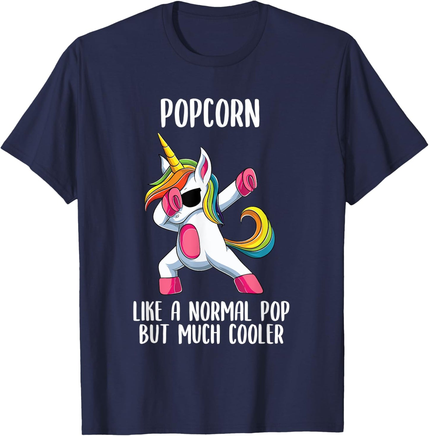 Unicorn Pop Girl Birthday Party Apparel PopCorn Cute T-Shirt - T-Shirt | Navy