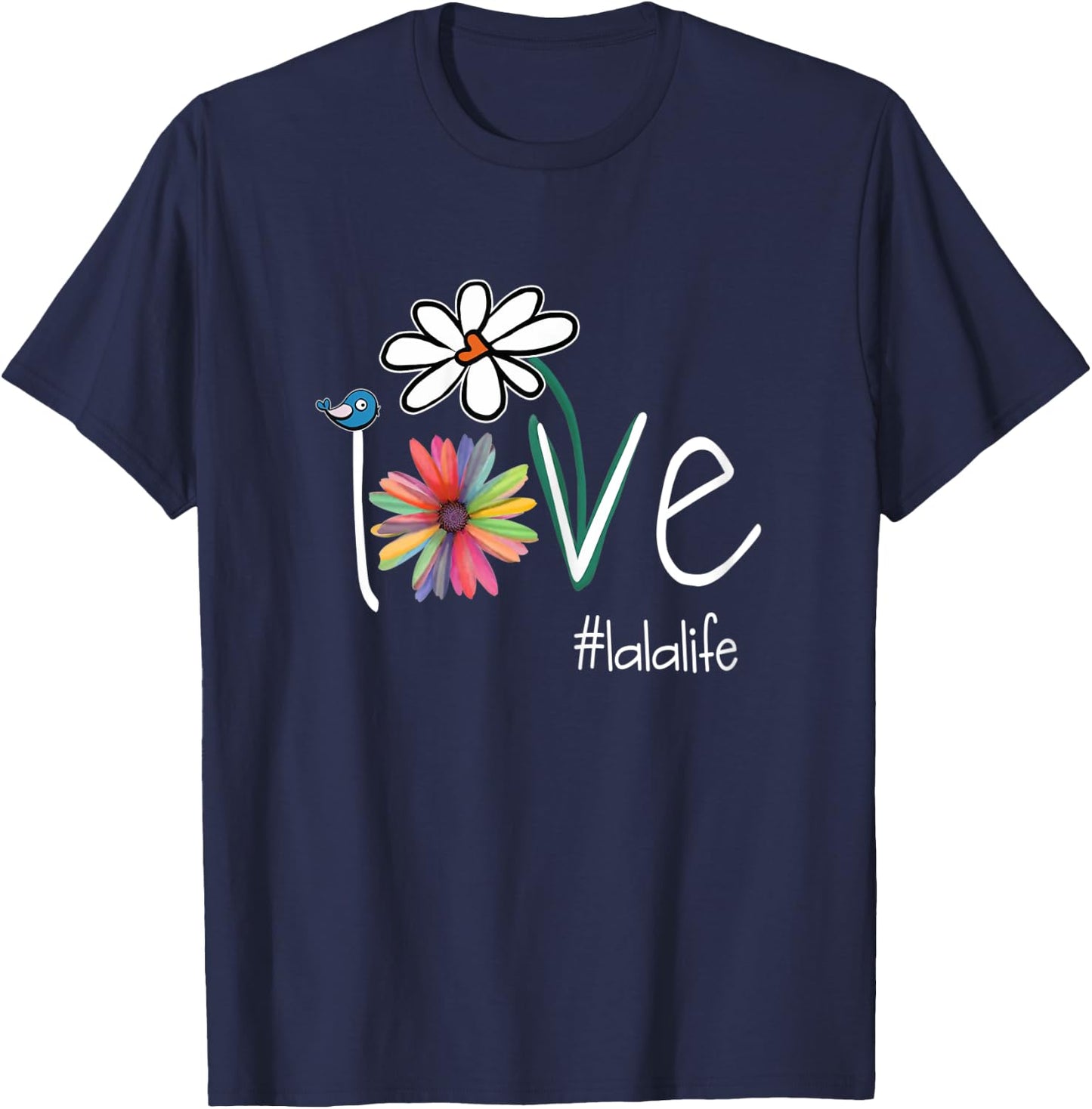 Love Lala Life - Art Flower Color T-Shirt - T-Shirt | Navy