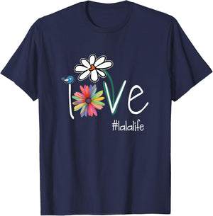 Love Lala Life - Art Flower Color T-Shirt - T-Shirt | Navy