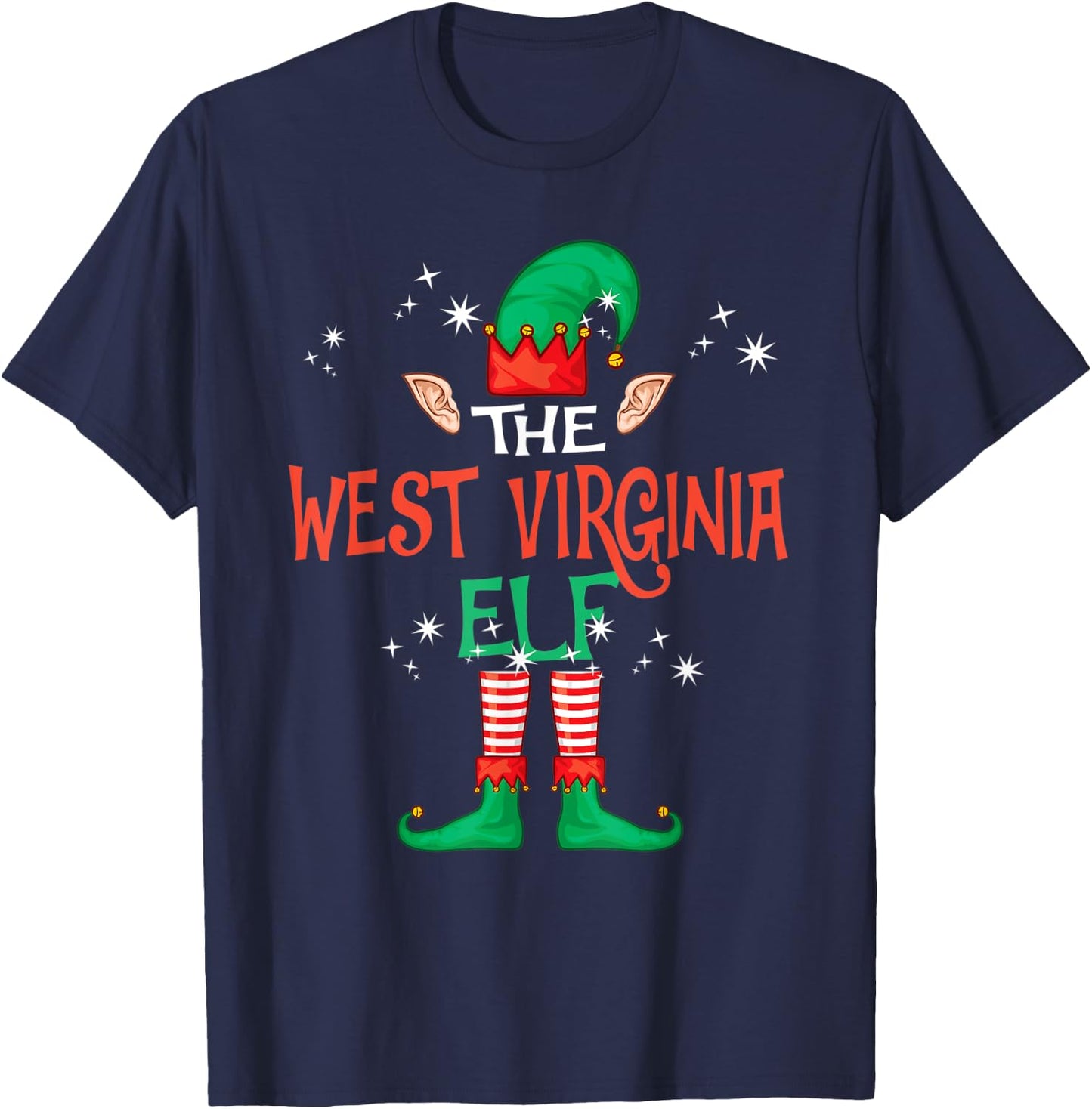 The West Virginia Elf Matching Family Group Christmas Funny T-Shirt - T-Shirt | Navy