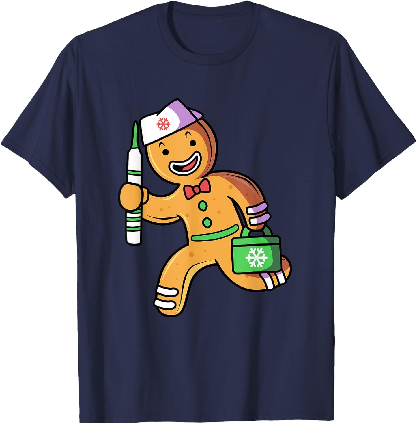 Gingerbread Man Christmas Gingerbread Nurse T-Shirt - T-Shirt | Navy