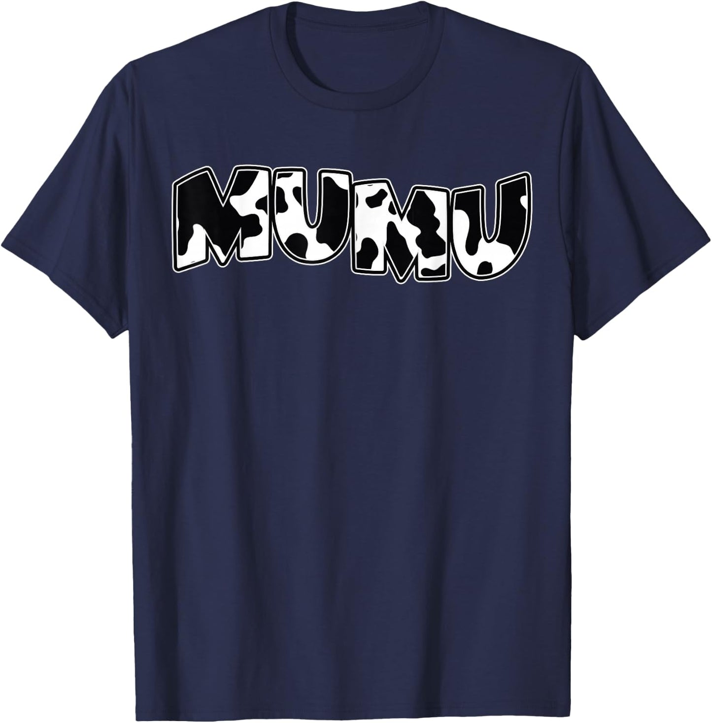MuMu Cow Print Cow Pattern Mother Grandma Funny Matching T-Shirt - T-Shirt | Navy