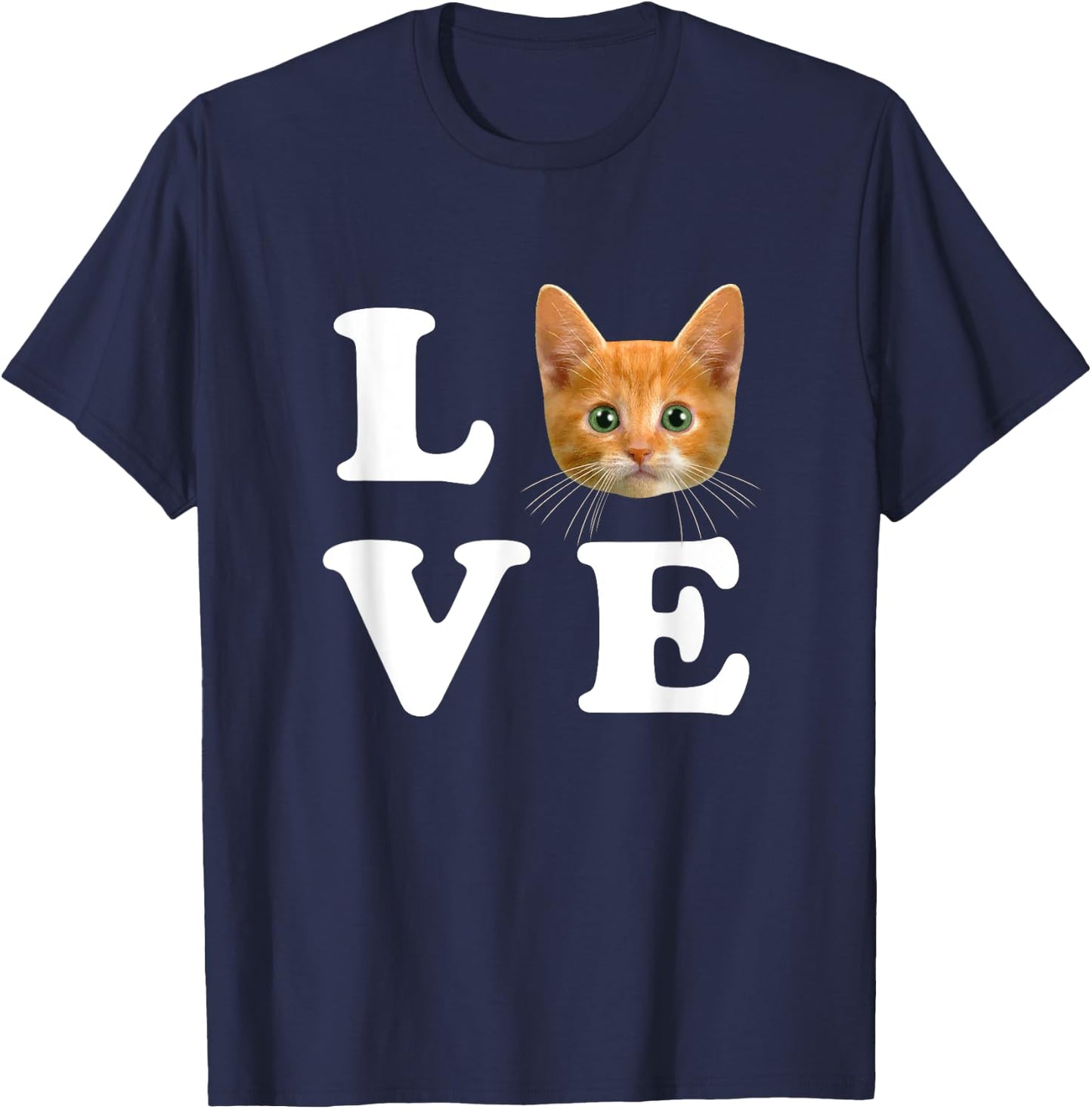 LOVE Orange Kitty Kitten I Heart Love Cats Women Girls Kids T-Shirt - T-Shirt | Navy